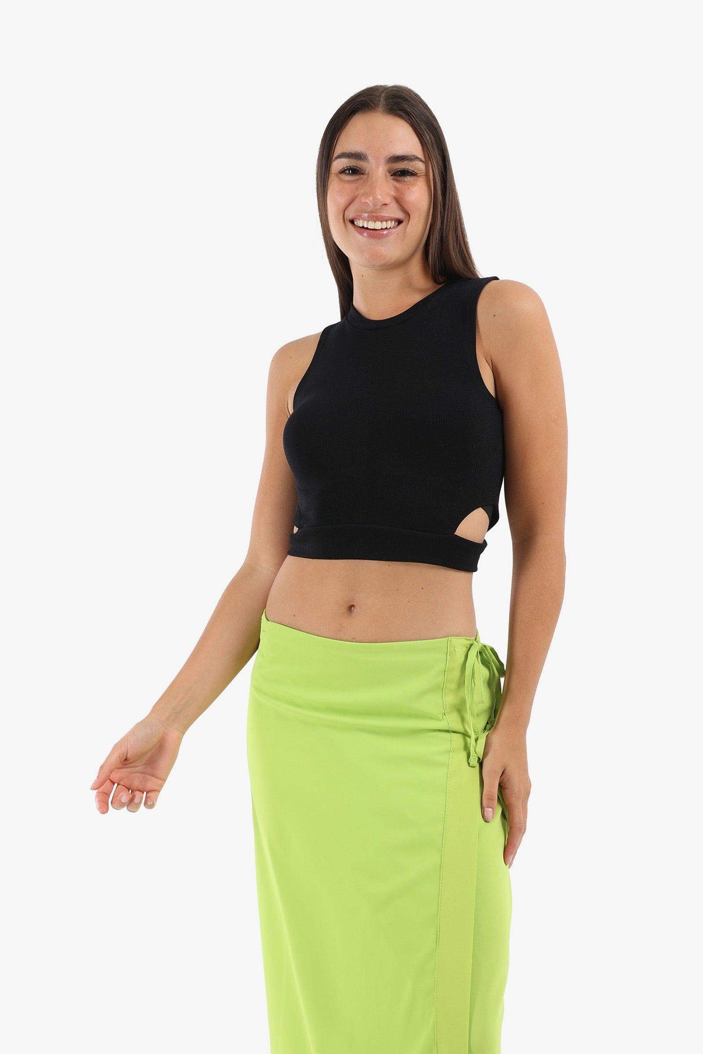 Carina Ribbed Top with Cut Out Sides