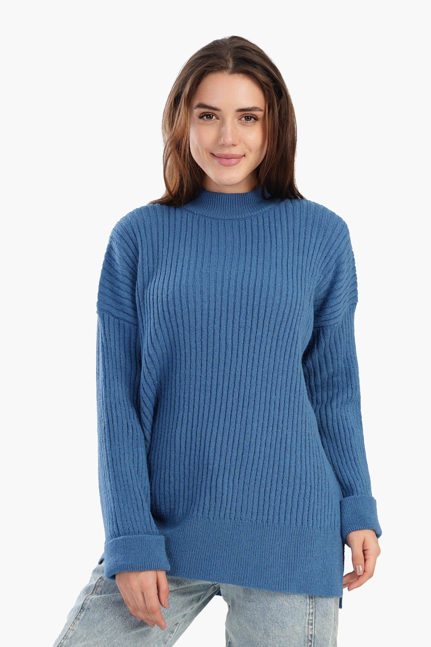 Relaxed Fit Ribbed Pullover