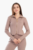 Coffee Ribbed Lounge Jacket