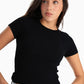 Black Ribbed Round Neck Top