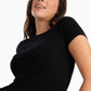 Black Ribbed Round Neck Top