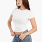 White Ribbed Round Neck Top