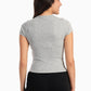 Gray Ribbed Round Neck Top