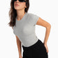 Gray Ribbed Round Neck Top