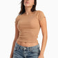 Coffee Ribbed Round Neck Top