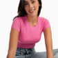 Pink Ribbed Round Neck Top