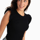 Black Ruffle Cap Sleeve Top