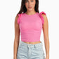 Pink Ruffle Cap Sleeve Top