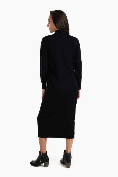 فستان تريكو مضلع برقبة عالية