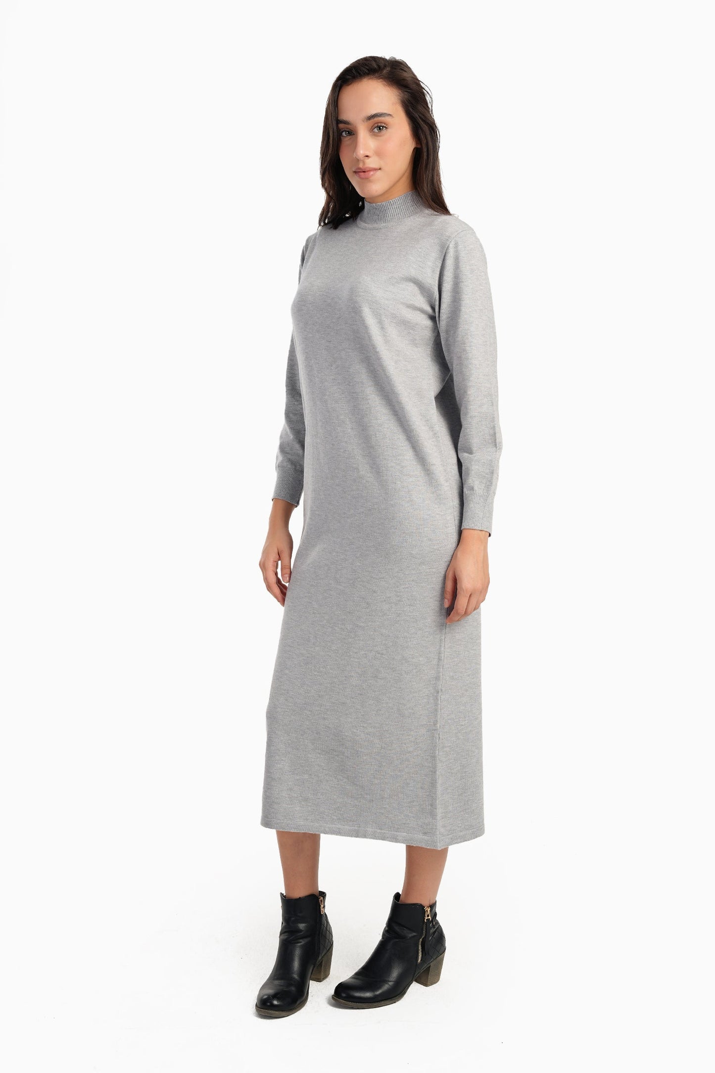 Carina Ribbed High-Neck Trico Dress