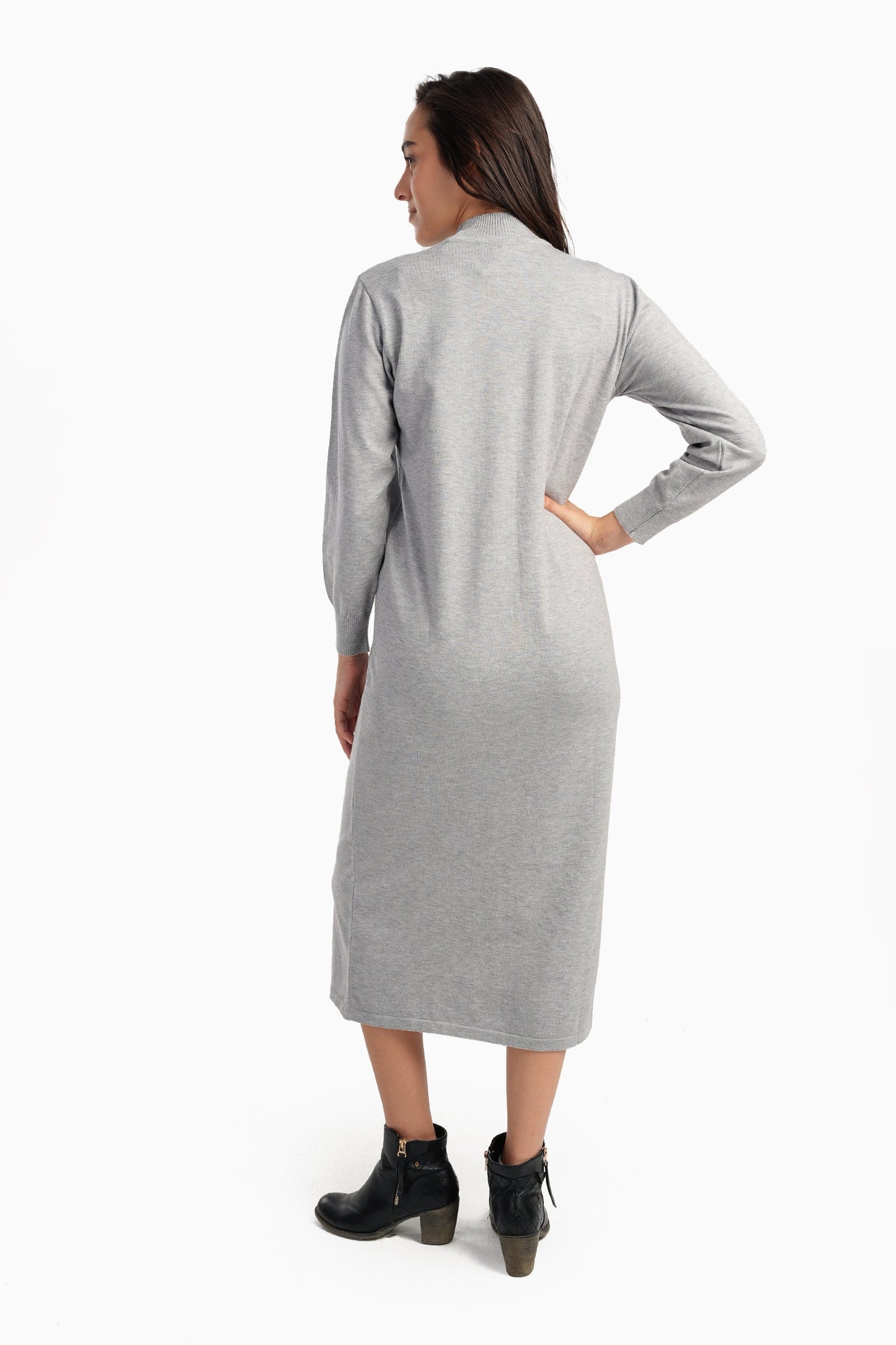 Carina Ribbed High-Neck Trico Dress