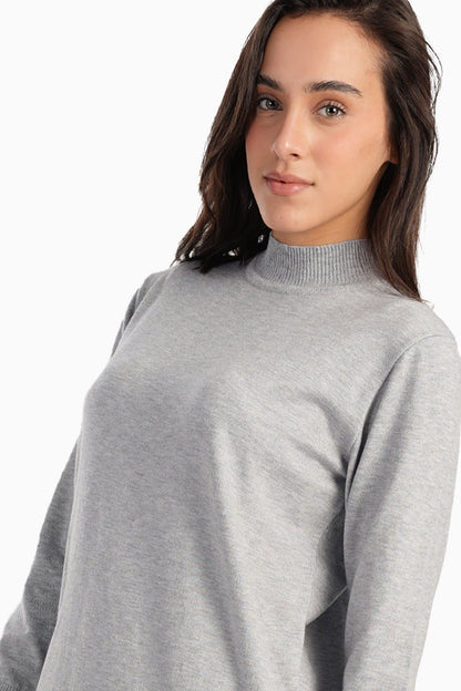 فستان تريكو مضلع برقبة عالية