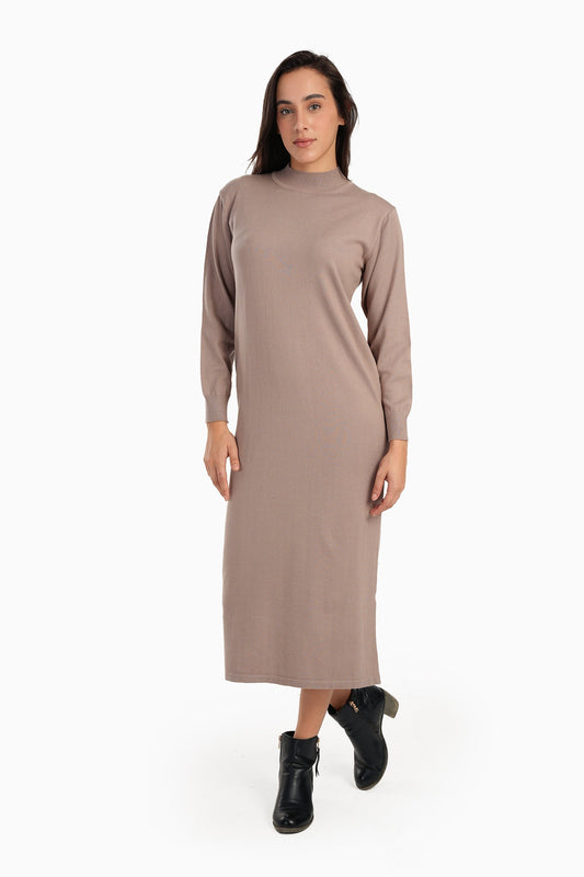 Carina Ribbed High-Neck Trico Dress