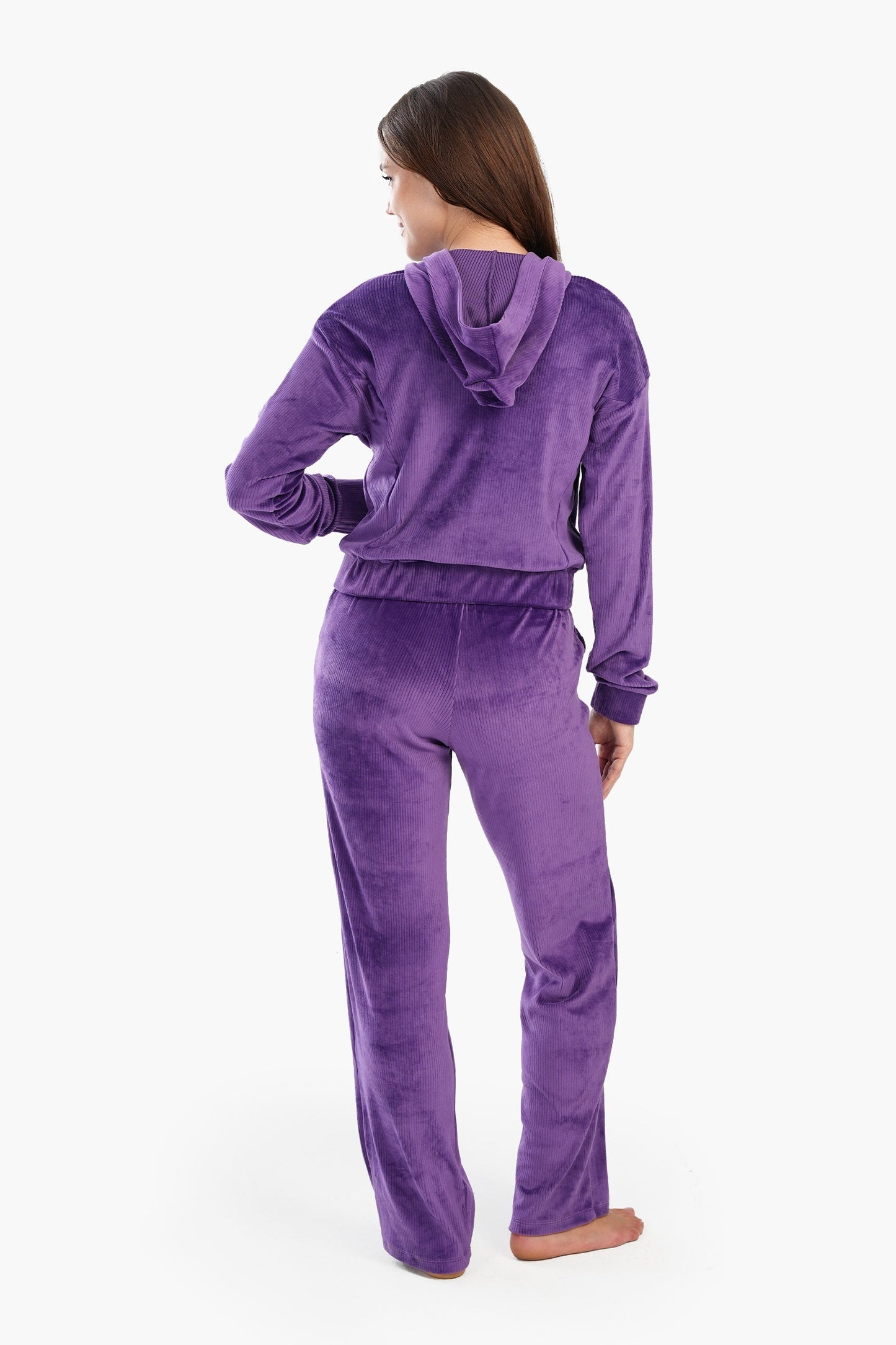 Ribbed Purple Velvet Pyjama Set