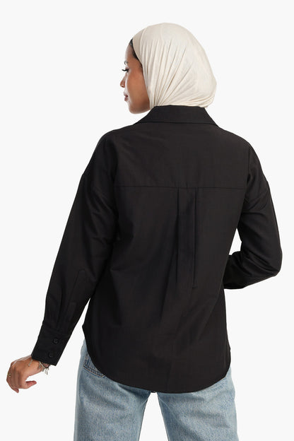 قميص أساسي من مزيج القطن