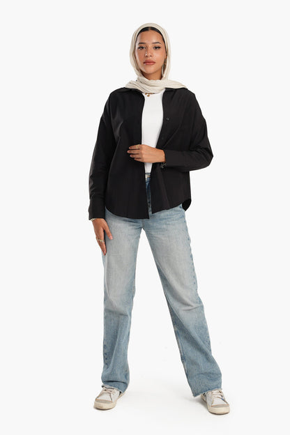 قميص أساسي من مزيج القطن