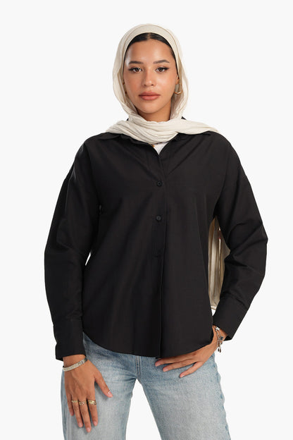 قميص أساسي من مزيج القطن