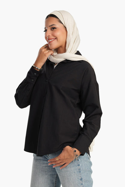 قميص أساسي من مزيج القطن