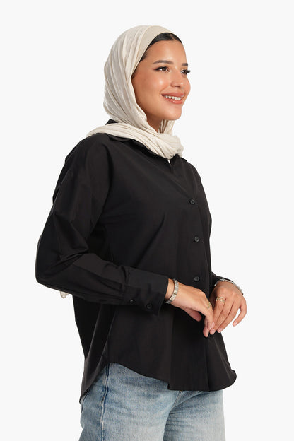 قميص أساسي من مزيج القطن