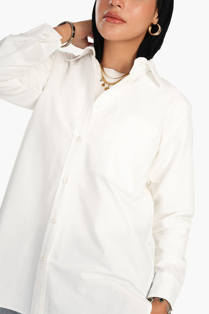 قميص بأزرار من مزيج القطن