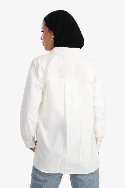 قميص بأزرار من مزيج القطن