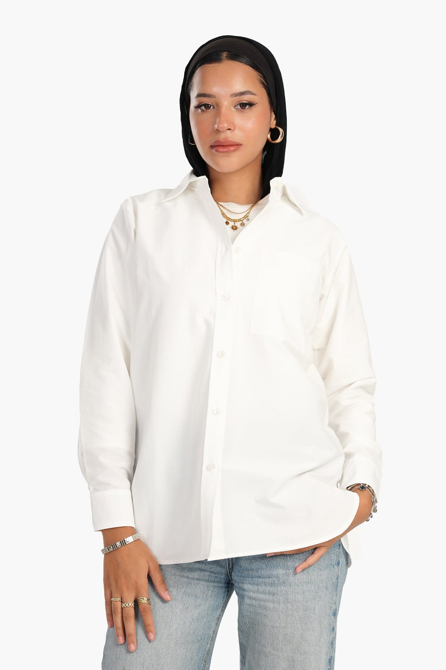 Carina Cotton Blend Button-Down Shirt