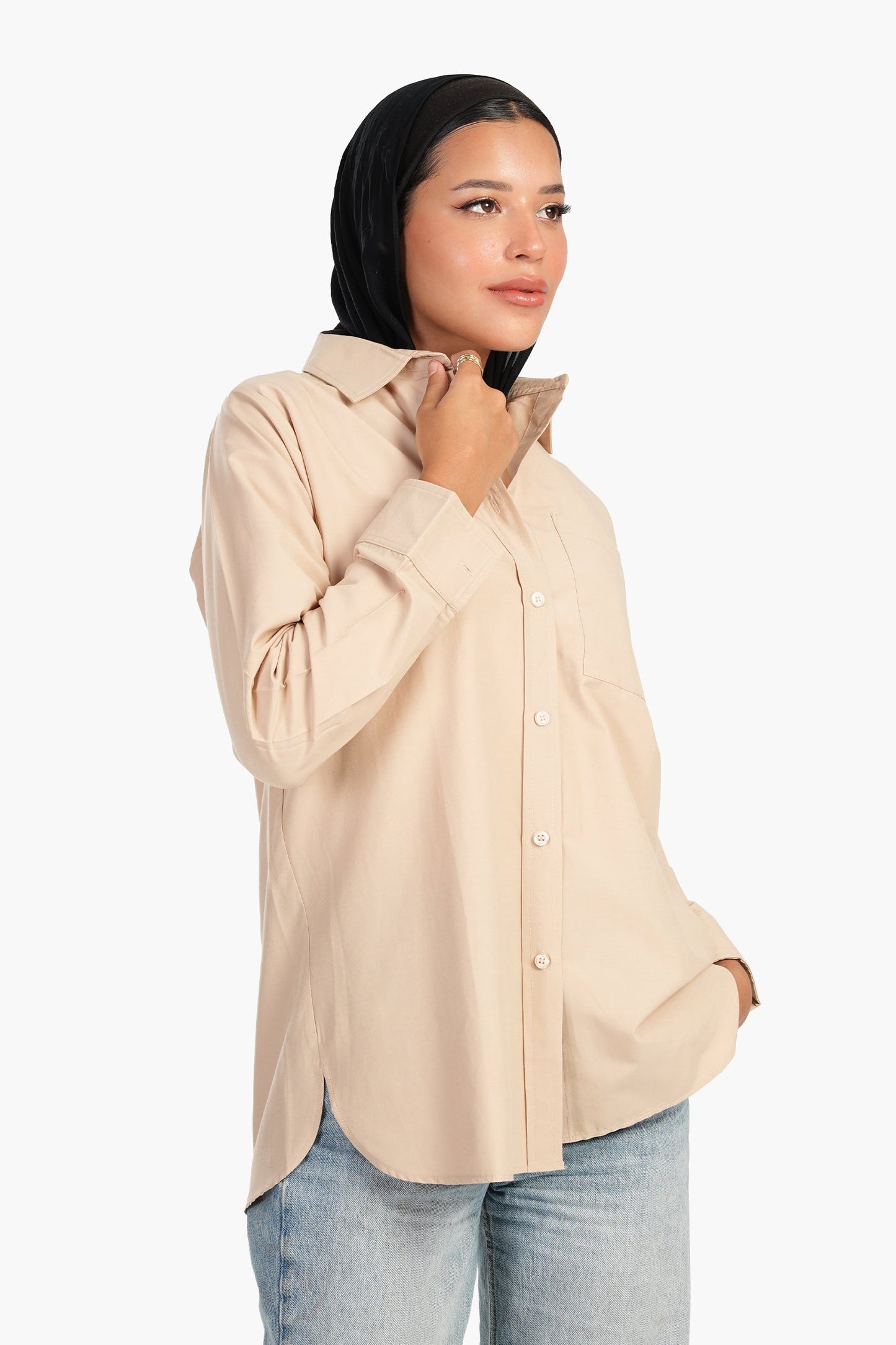 Carina Cotton Blend Button-Down Shirt