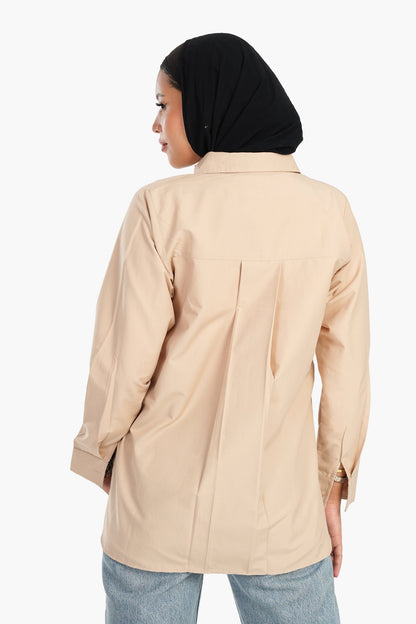 قميص بأزرار من مزيج القطن