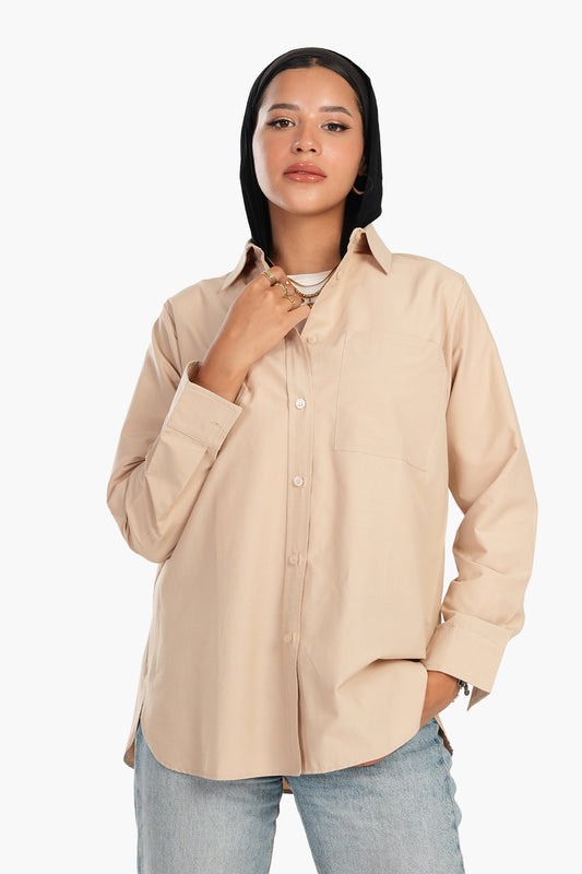 Carina Cotton Blend Button-Down Shirt