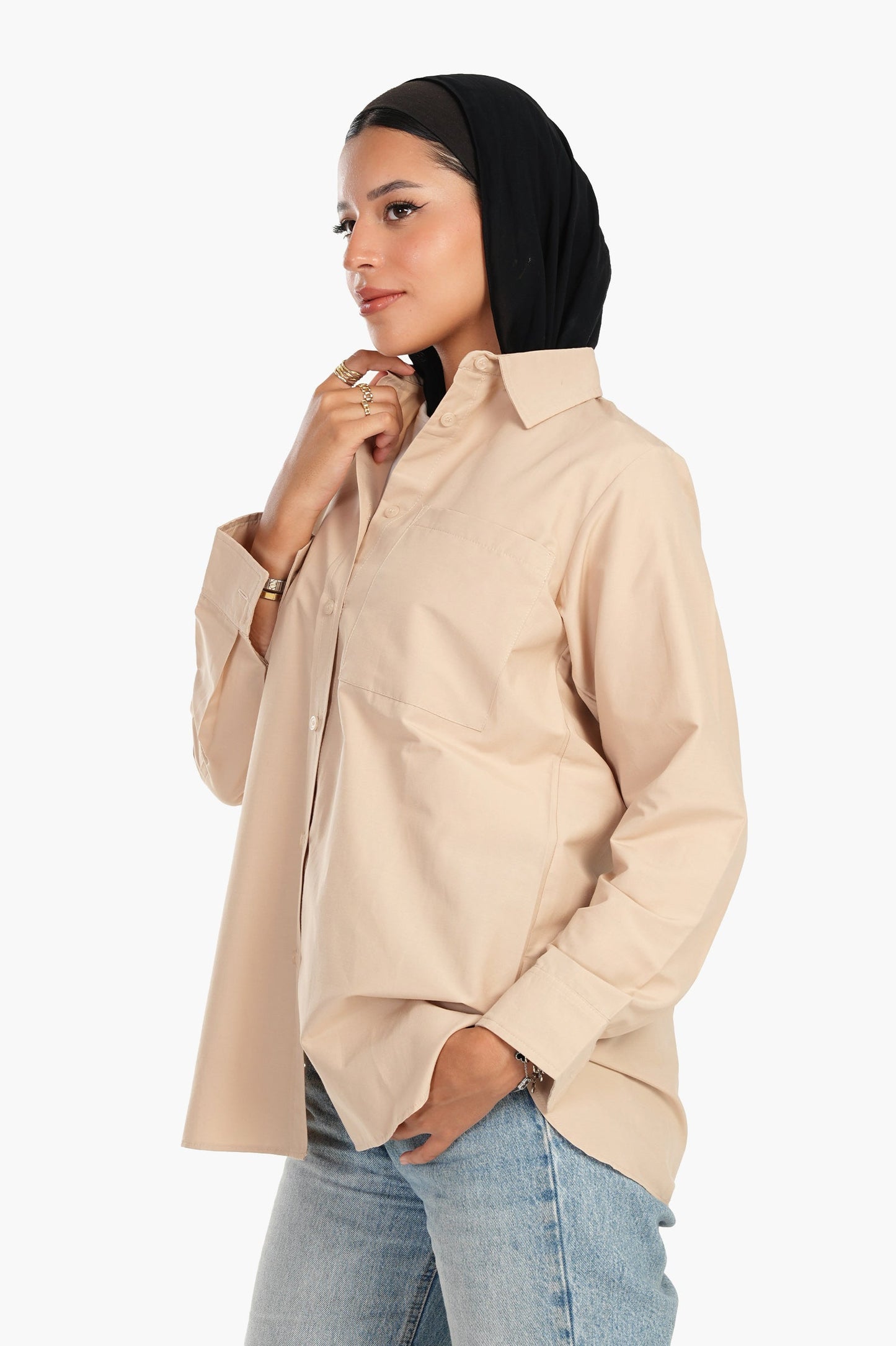 Carina Cotton Blend Button-Down Shirt