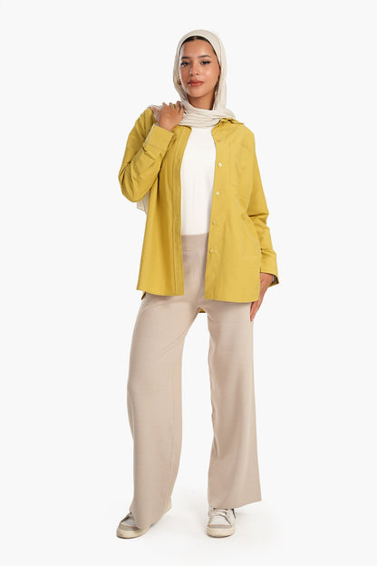 قميص بأزرار من مزيج القطن