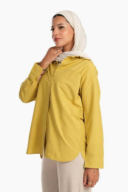 قميص بأزرار من مزيج القطن