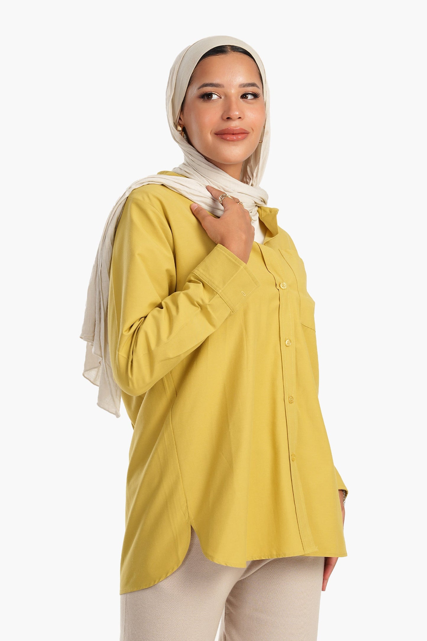 Carina Cotton Blend Button-Down Shirt