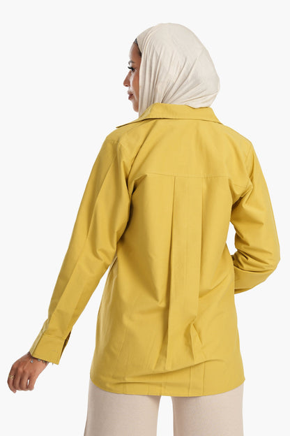 قميص بأزرار من مزيج القطن