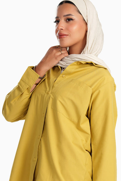 قميص بأزرار من مزيج القطن