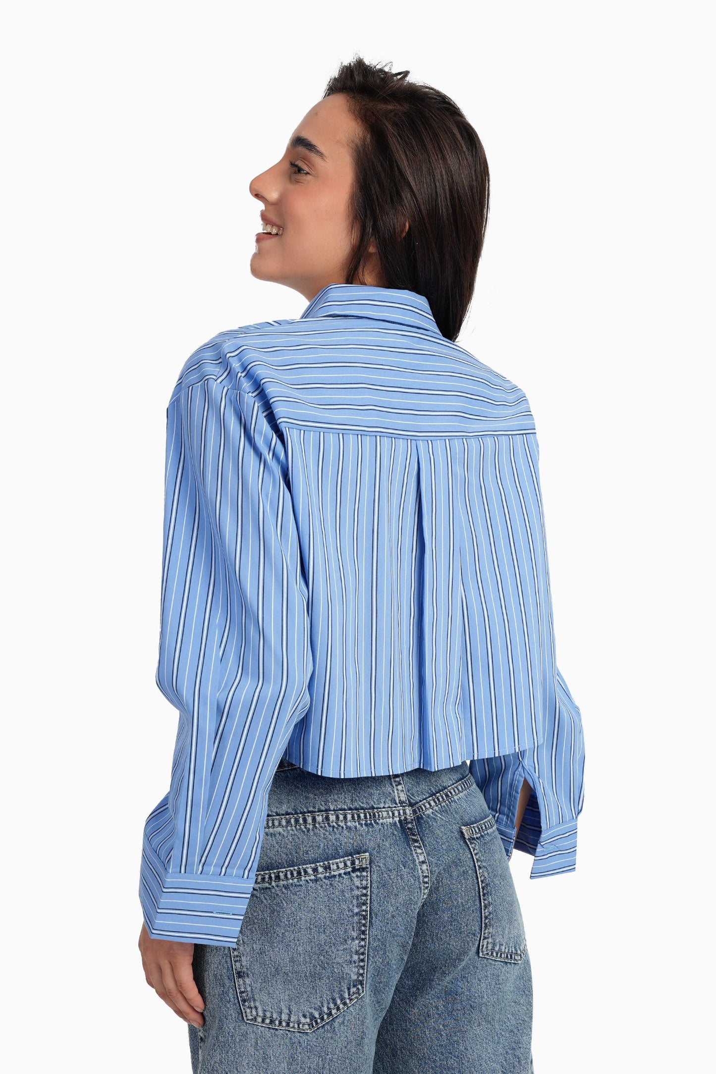 Cropped Hidden Placket Shirt