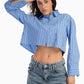 Cropped Hidden Placket Shirt