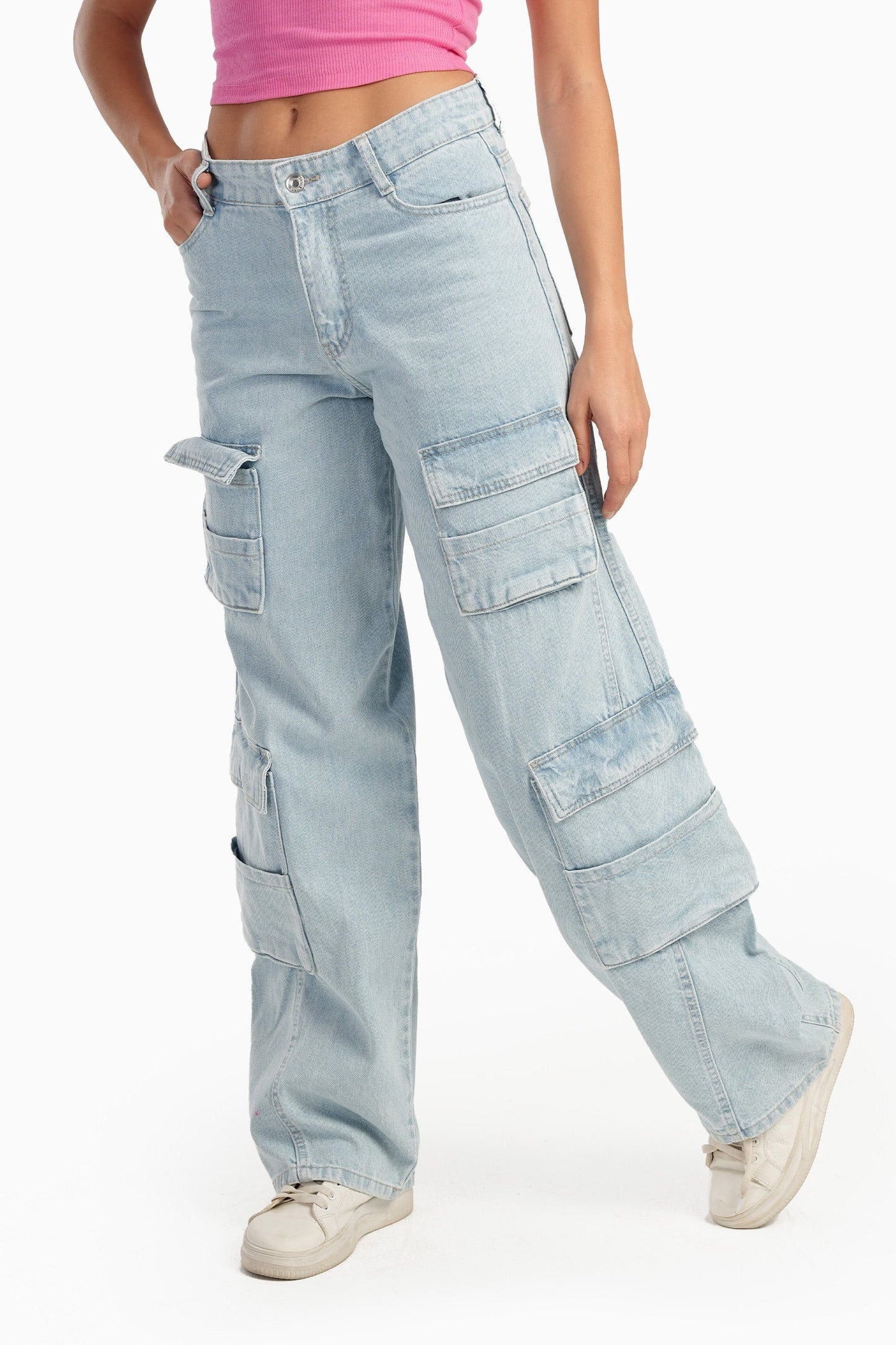 Carina Light Blue Cargo Jeans