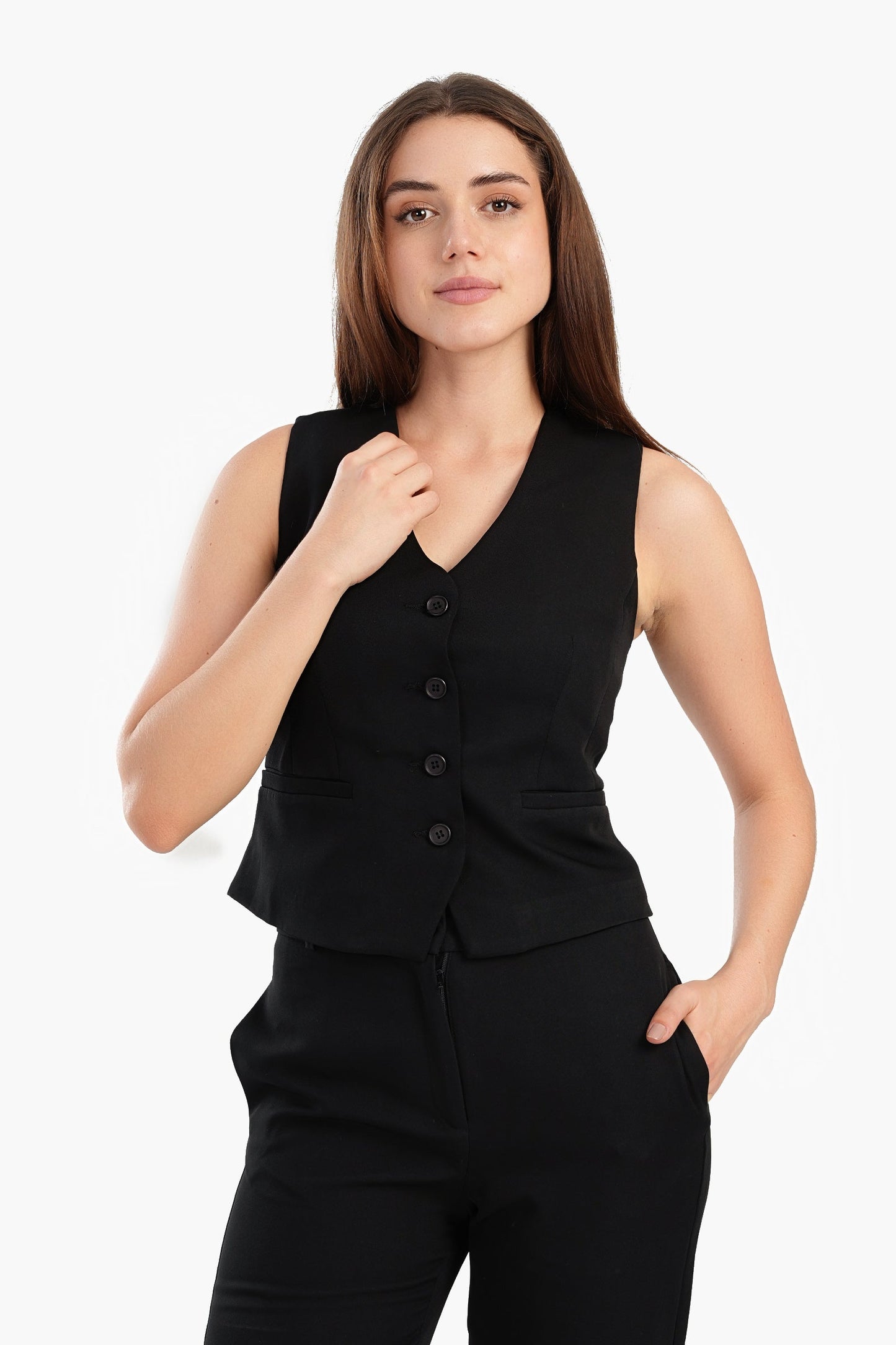 Button-Up Black Vest