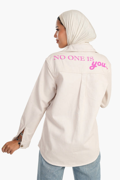 قميص قطني جاكار مع جيوب بغطاء