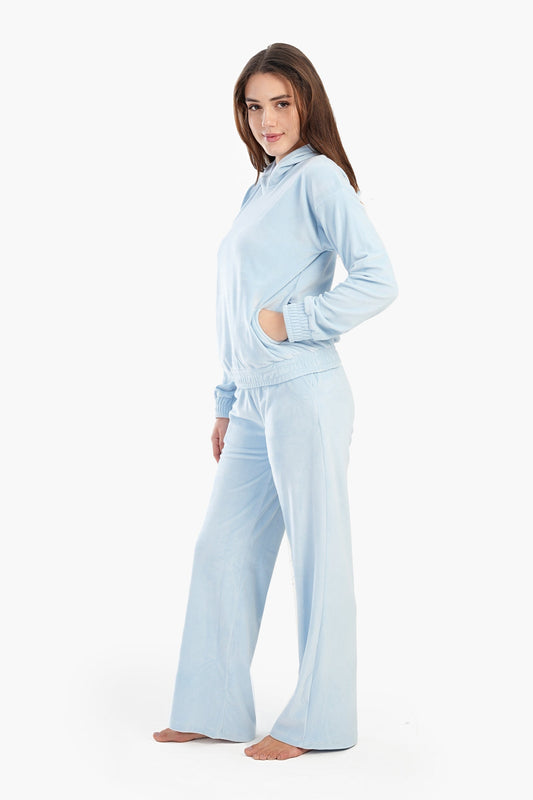 Light Blue Velvet Pyjama Set