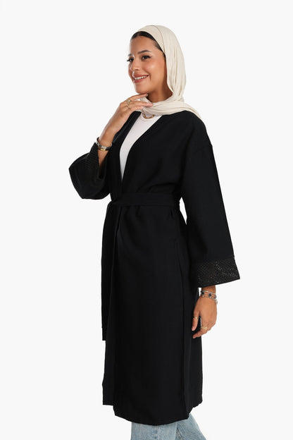 كيمونو بأكمام شبكية كروشيه