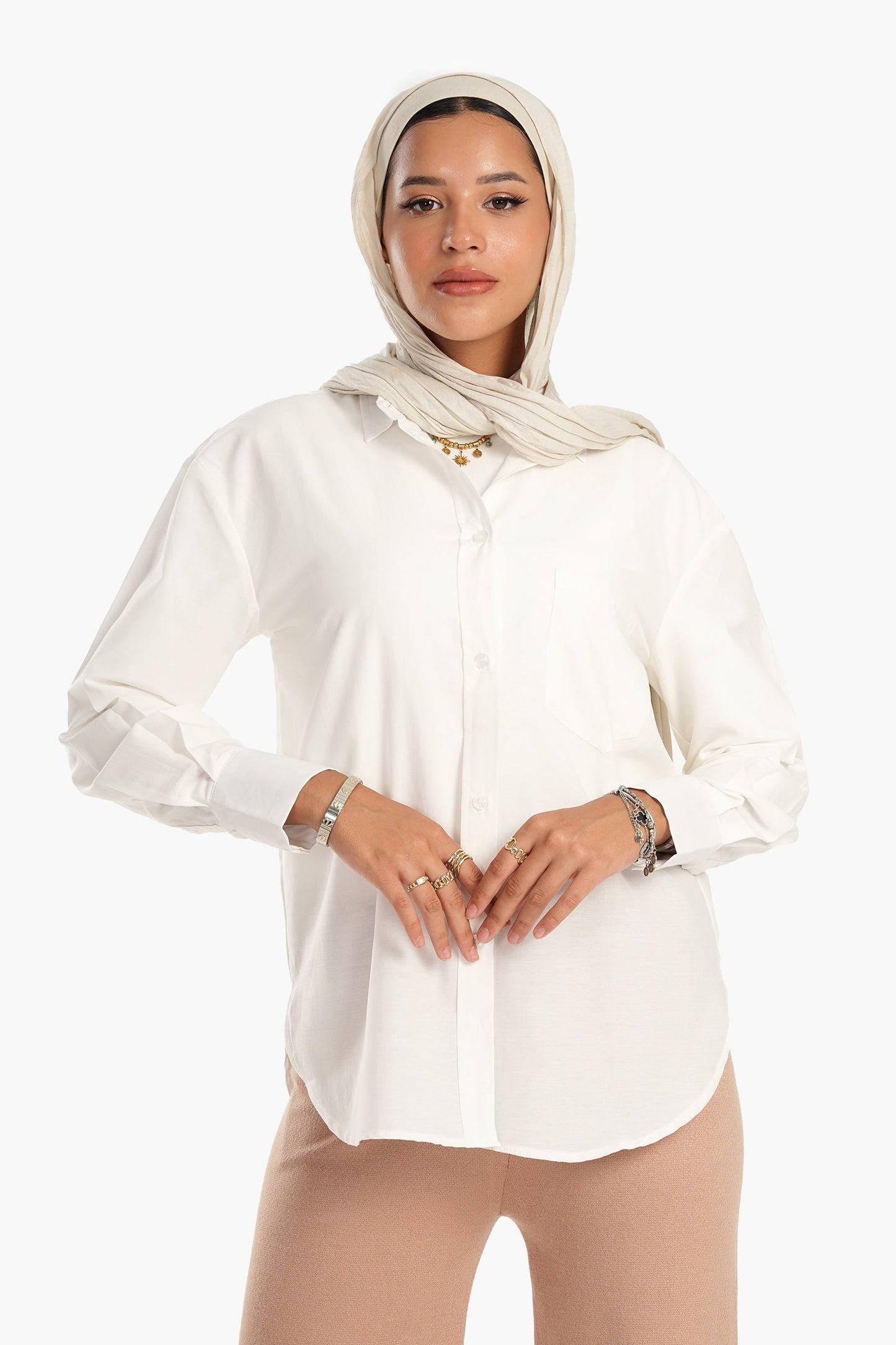 Carina Cotton Blend Collared Shirt