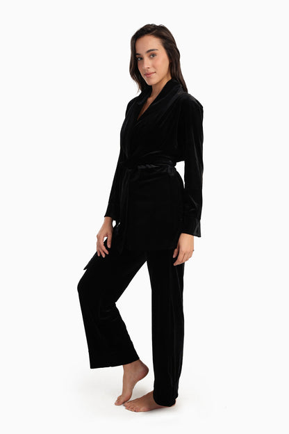 طقم بيجامة مخملي مكون من 3 قطع