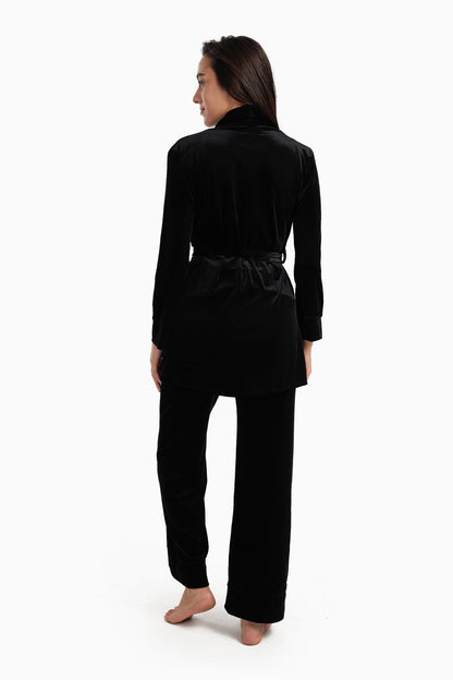 طقم بيجامة مخملي مكون من 3 قطع