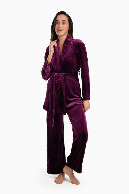 Carina 3 Pieces Velvet Pyjama Set