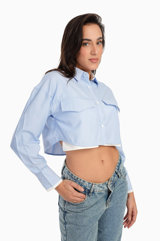 Carina Light Blue Cropped Shirt