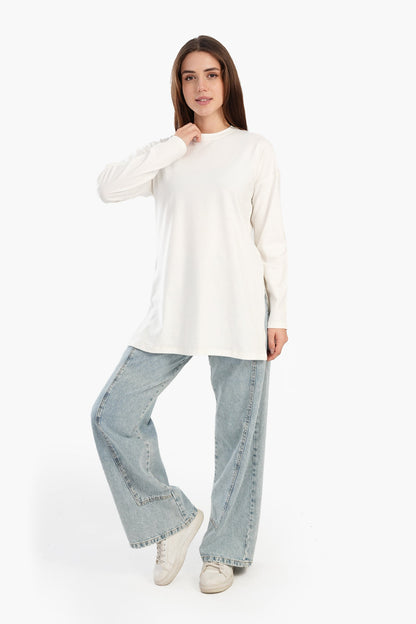 تي شيرت سادة بكتف منسدل