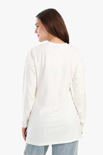 تي شيرت سادة بكتف منسدل