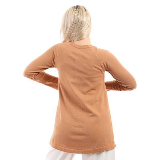 Camel Light Weight Pullover with Side Pockets